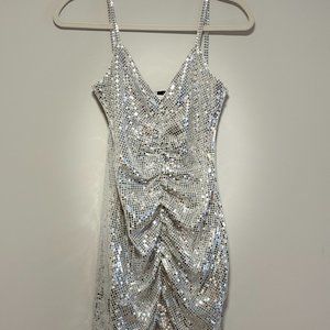 Nasty Gal Silver Reflective Mini Dress WITH TAGS